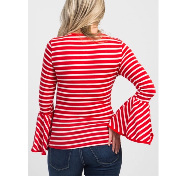 Striped Bell Sleeve Top - Picture 2 of 9